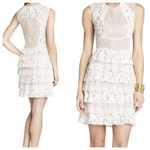 BCBGMAXAZRIA Dress - Kayla Lace Tiered Nude